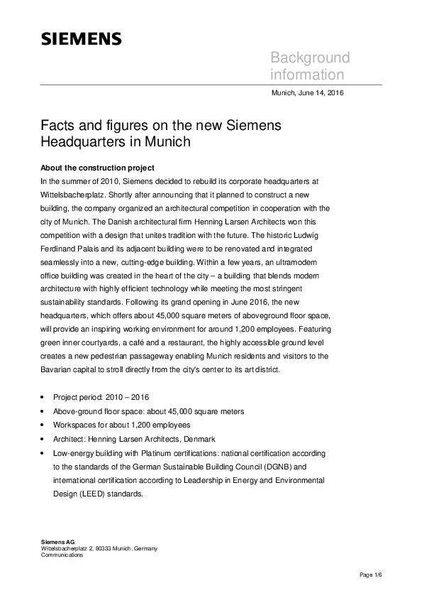 Siemens HQ_Henning Larsen_Genl Fact Sheet_1