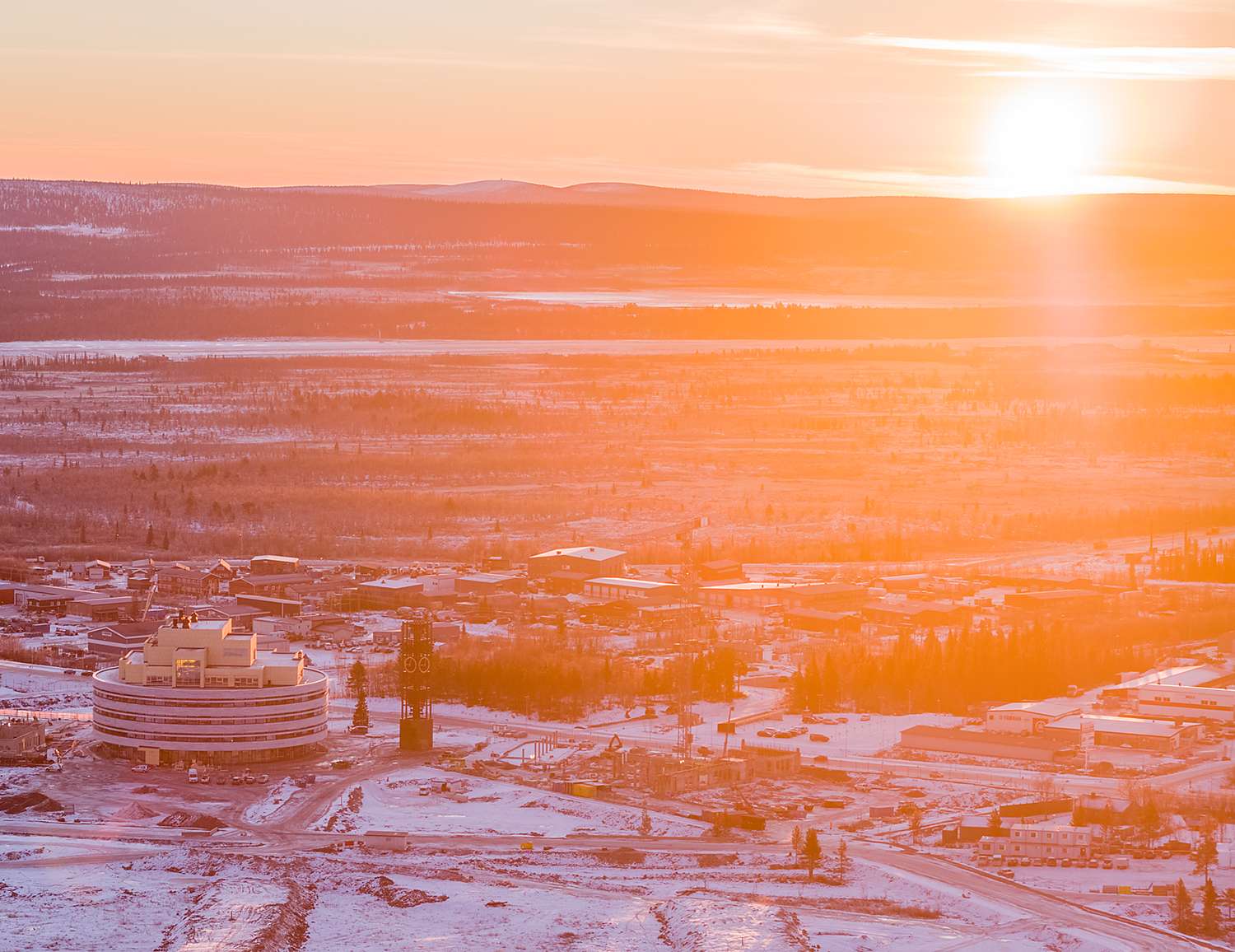 Henning Larsen Kiruna City Hall sunrise sRGB webb foto Peter Rosen LapplandMedia