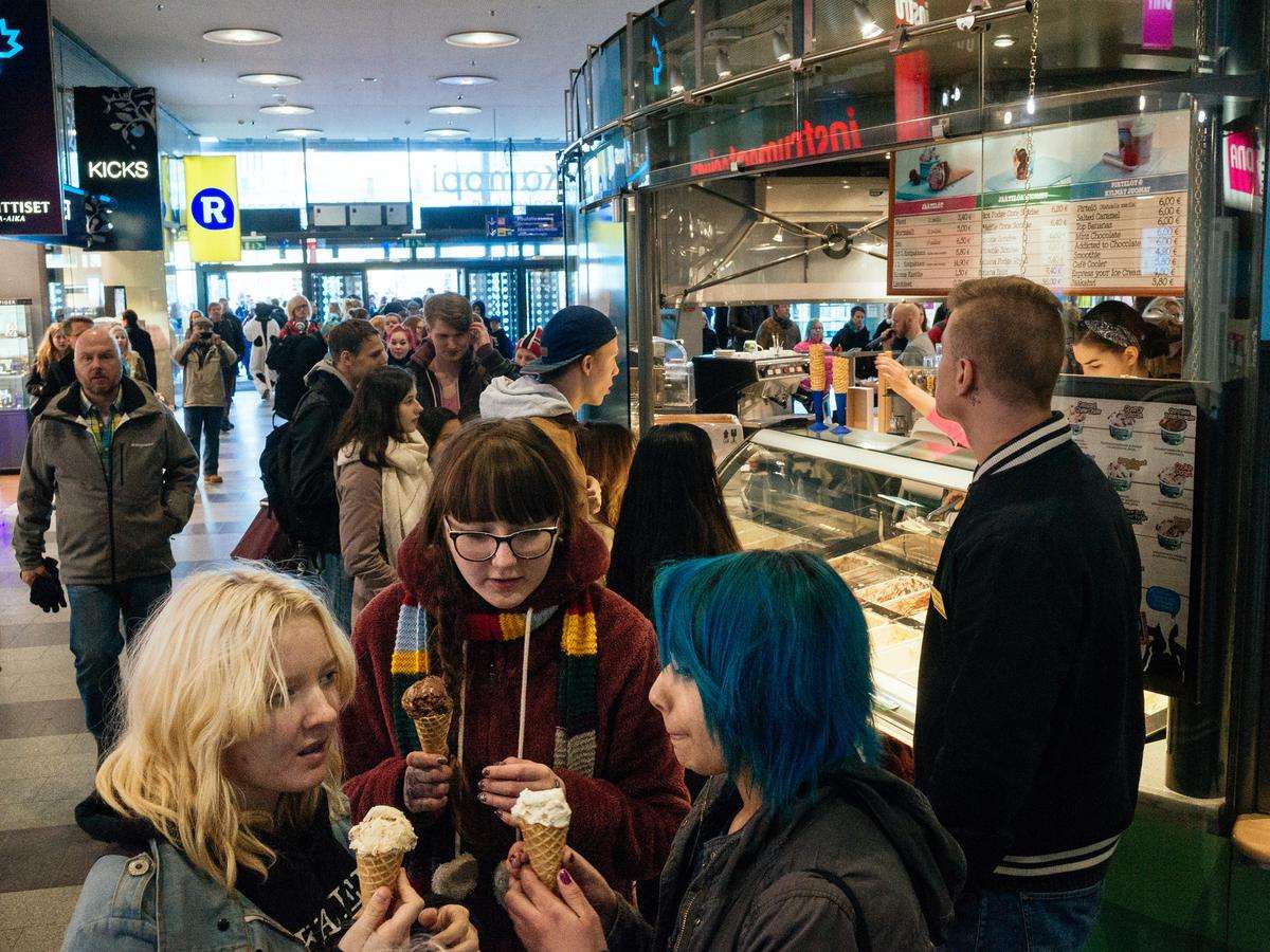 Young people eating ice-cream