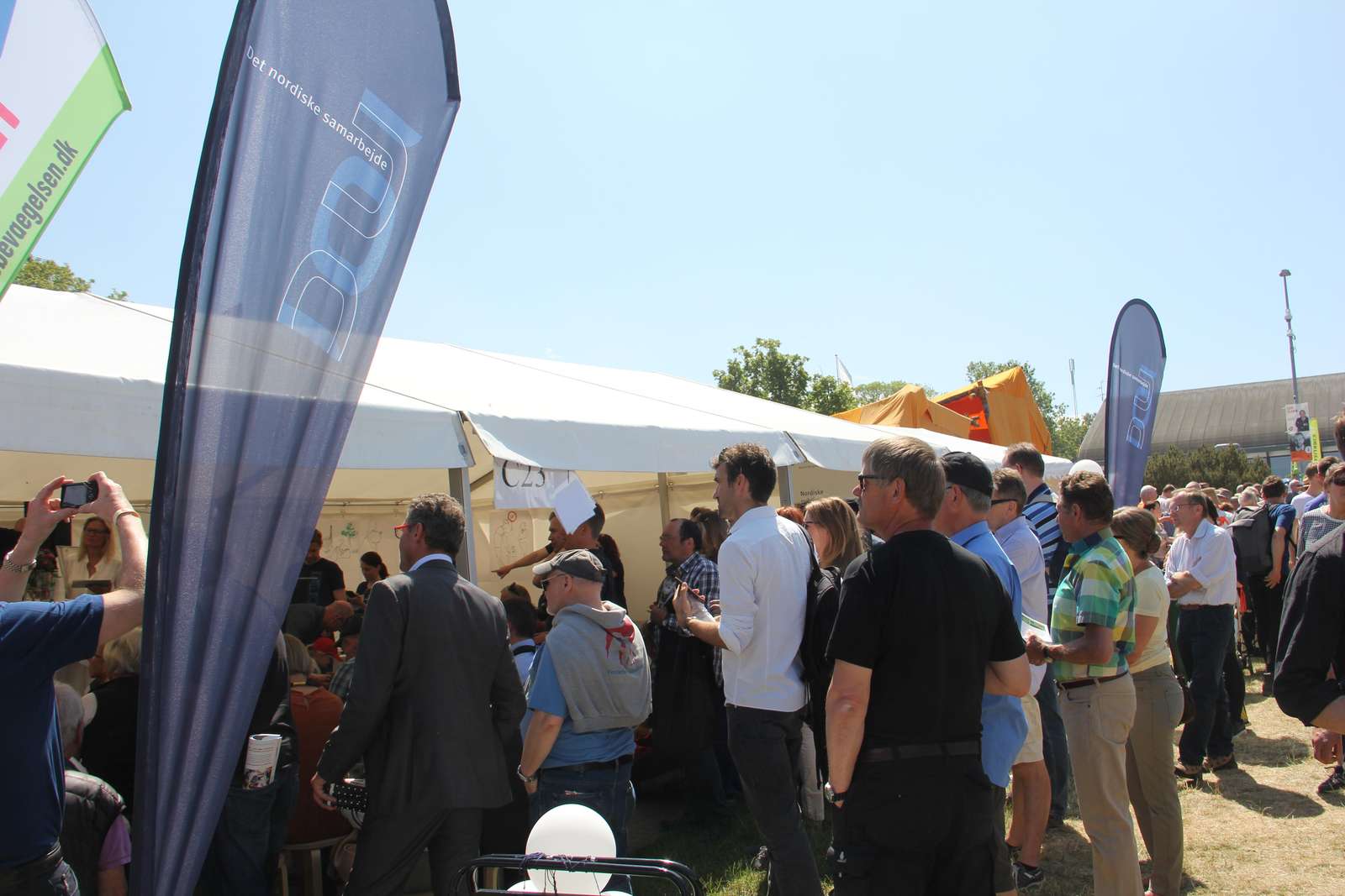 People gathered at the Nordic tent at the people's meeting Bornholm 2015