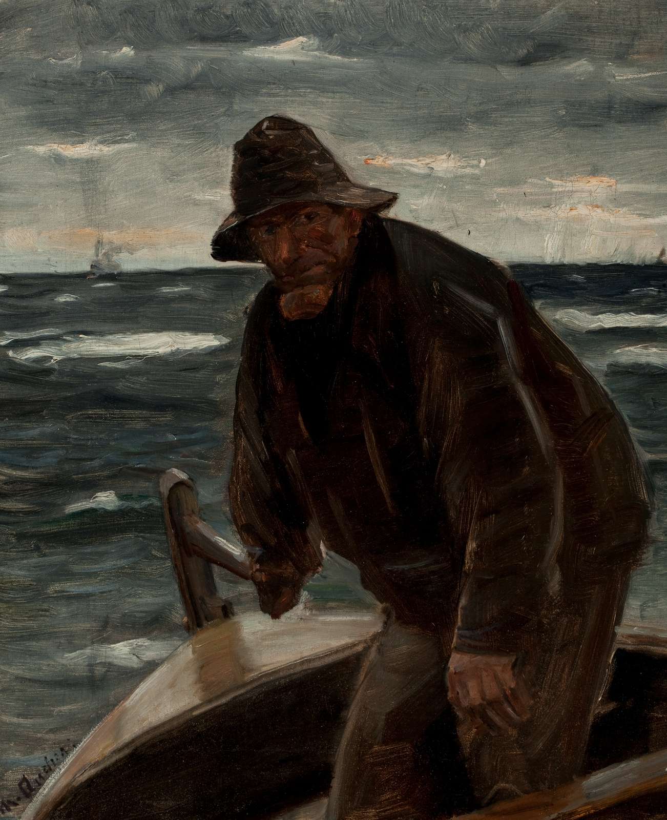 Michael Ancher: ” Til rors”. (1904). Skagens Kunstmuseer