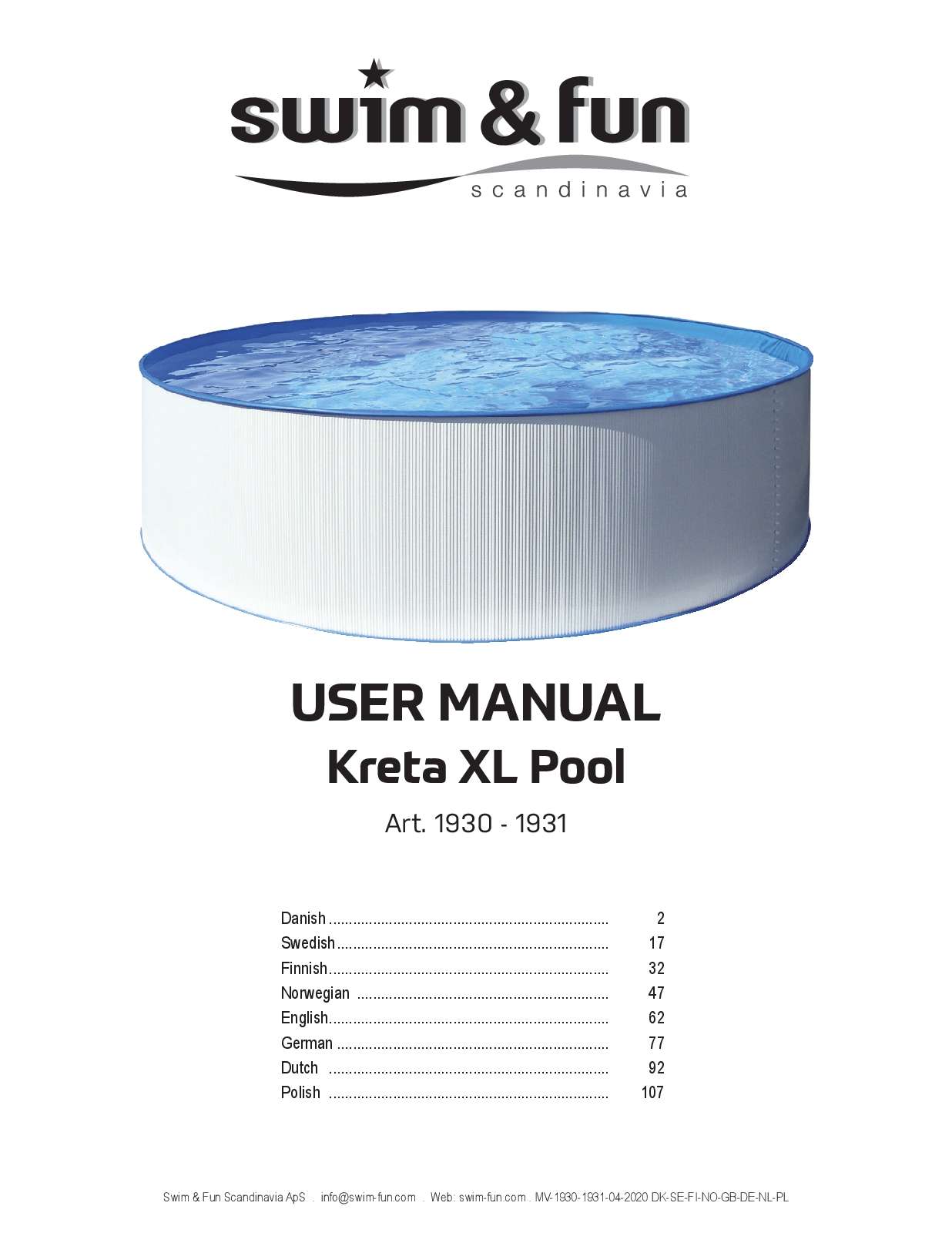 Kreta Pool XL Manual