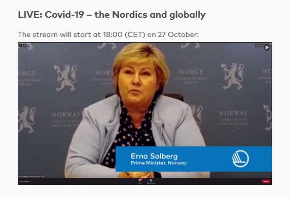 Erna Solberg - Nordic Counsil session 2020