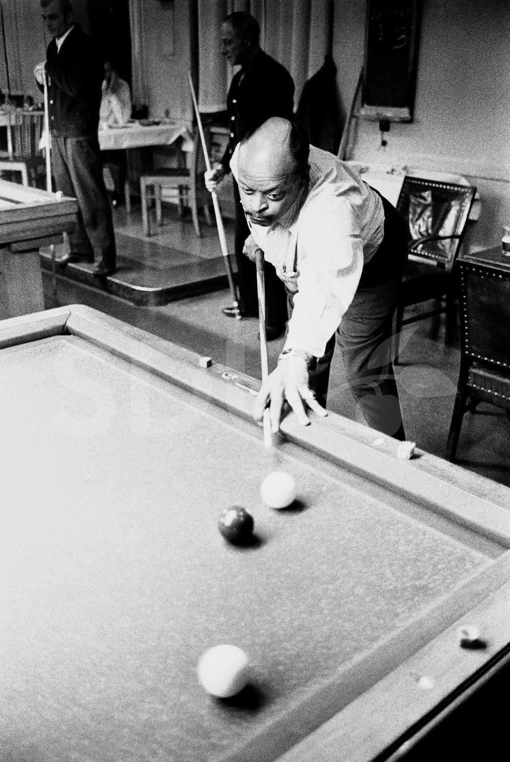 Ben Webster. Playing poole with Don Byas, in Copenhagen, 1965