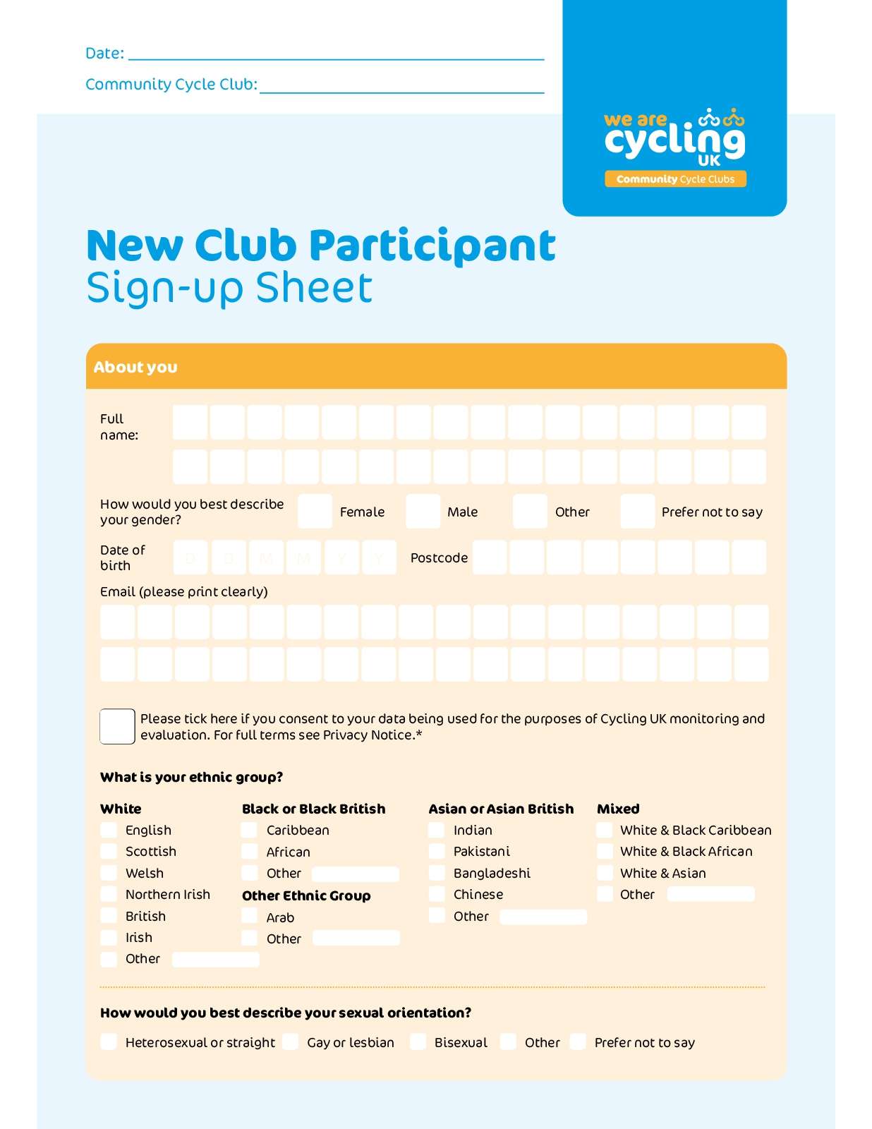 2022 New Club Attendee Sign up sheet