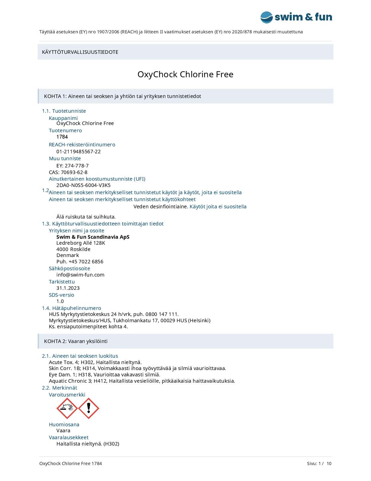 OxyChock Chlorine Free 1784