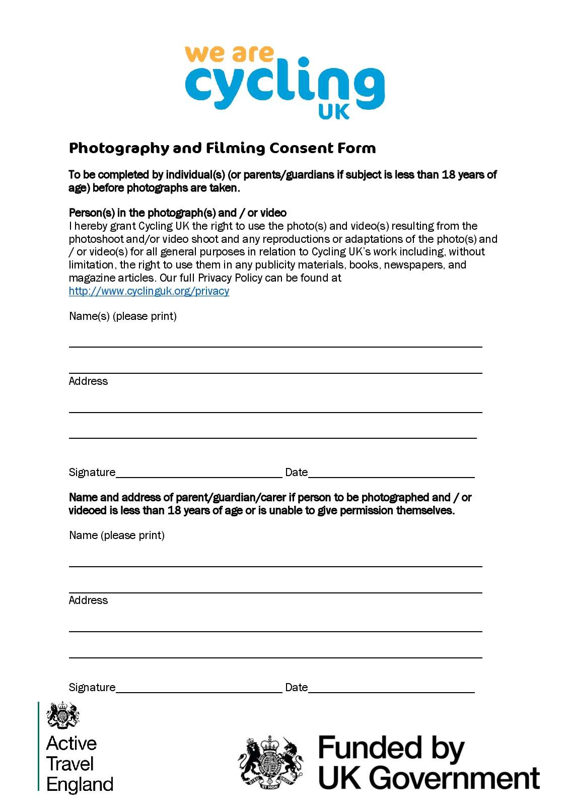 Photo & Video Consent form