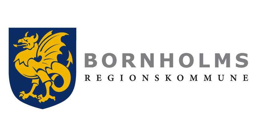 Bornholms Regionskommune logo med skjold og titel - Flere farver