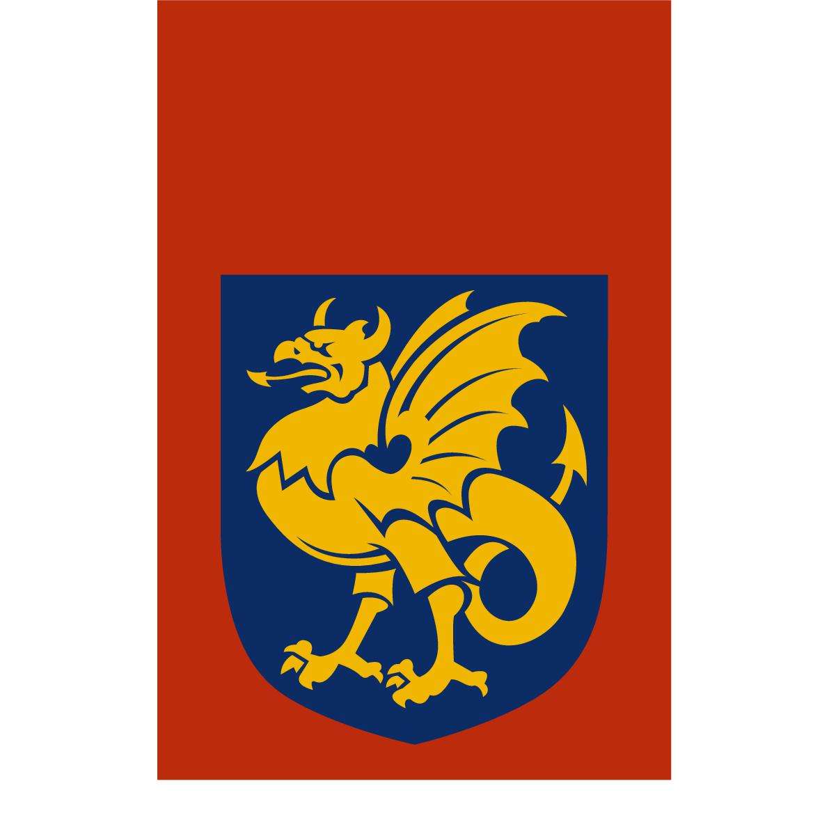 Bornholms Regionskommune logo med skjold og baggrund - Flere farver
