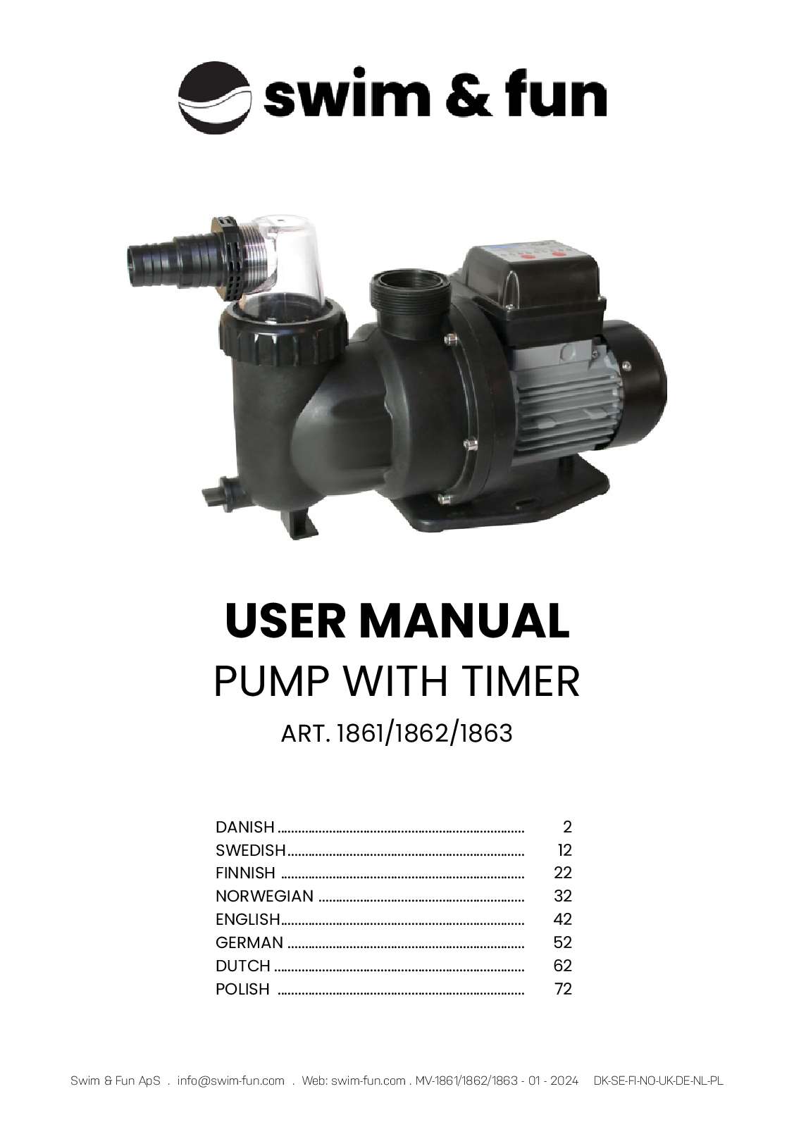 Pump with timer 1861/1862/1863