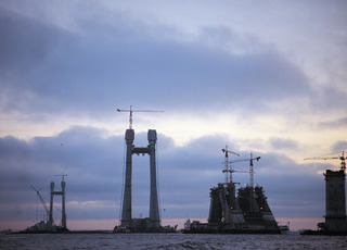 The construction of the Storebælt Bridge
