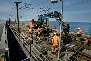 Rail work on the Storebælt railway
