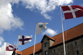 Nordic flags in front of Nordatlantens brygge