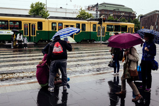 Tram in the rain, Helsinki