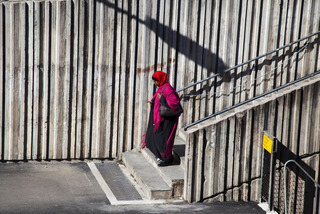 Woman on stairs