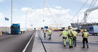 Illustration of the work harbour in Rødbyhavn