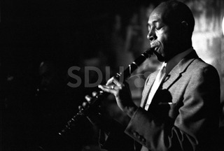Herb Hall. Practicing on his clarinet, New York, 1960