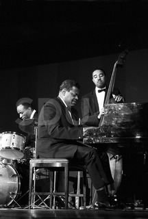 Oscar Peterson, Ed Thigpen, And Ray Brown. Performing at Falkoner Centre, Copenhagen, 1961