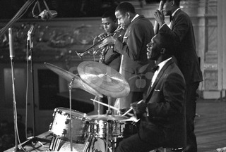 Art Blakey. Performing with The Jazz Messengers at Odd Fellow Mansion, Copenhagen, 1961