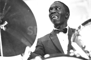 Art Blakey. Performing with The Jazz Messengers, at Odd Fellow Mansion, Copenhagen, 1961