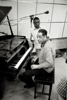 Duke Ellington and Billy Strayhorn. Recording with Duke Ellington Orchestra at Columbia 30th Street Studio, New York, 1962