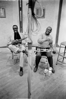 Buddy Tate and Roy Eldridge. Having a small group session, New York, 1962