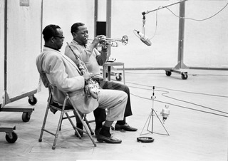 Buddy Tate and Roy Eldridge. Having a small group session, New York, 1962