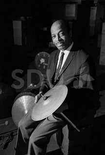 Jo Jones. Practicing drums in a studio, New York, 1966