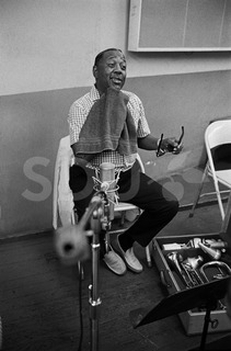 Roy Eldridge. Practicing on his trumpet in a studio, New York, 1966