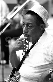 Johnny Hodges. Practicing on his saxophone, New York, 1969