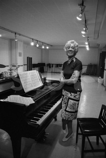 Marian McPartland. Making a new melody on the piano in a recording studio, New York, 1975