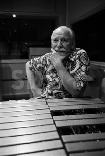 Red Norvo. Playing xylophone in a recording studio, New York, 1975