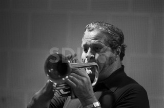 Jimmy Mcpartland. Practicing on his cornet in a recording studio, New York, 1975