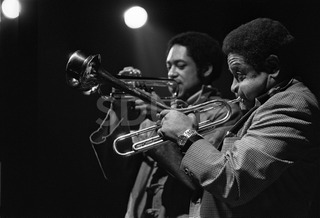 Dizzy Gillespie and Jon Faddis. In concert, New York City, 1975