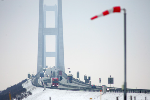 Winter on the Storebælt Bridge