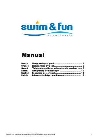 Manual Inground Use of freestanding Pool