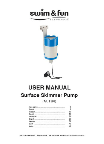 Surface Skimmer Pump Manual