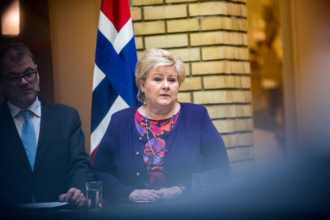 Erna Solberg. Prime Ministers Press Conference