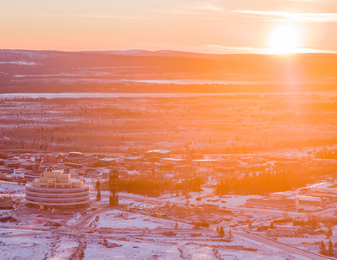 Henning Larsen Kiruna City Hall sunrise sRGB webb foto Peter Rosen LapplandMedia