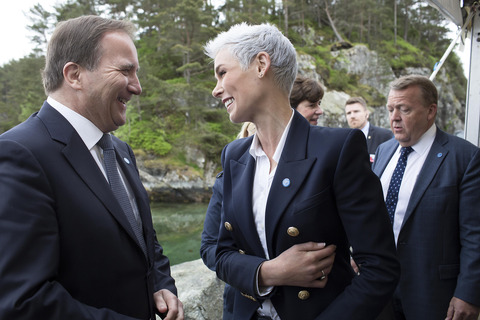Stefan Löfven & Gunhild A Stordalen at the launch of the Nordic prime ministers' initiative "Nordic Solutions to Global Challenges", May 2017