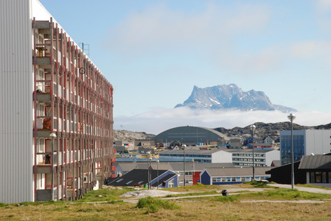 Greenland housing and mountain