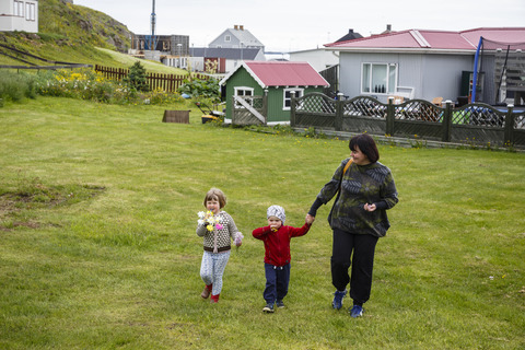 Mother with her children, Iceland
