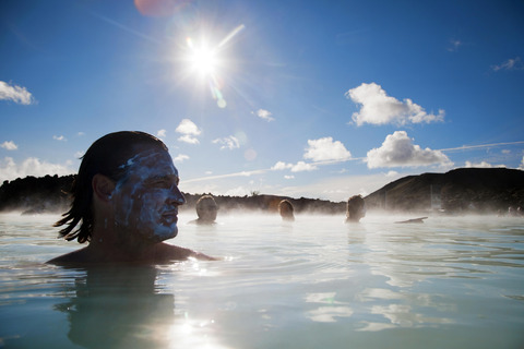 Bathing in hot springs