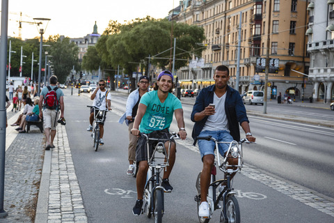 People on bikes in Stockholm
