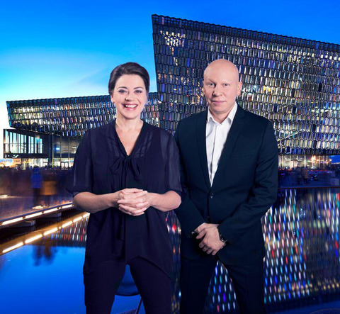 Charlotte Bøving and Olafur Egilsson hosts the Award ceremony for the Nordic Council prizes 2015, in Harpa Reykjavik.