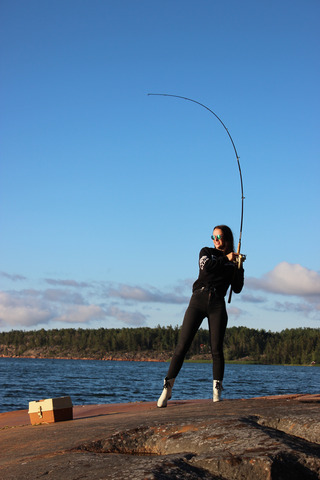 Young woman fishing