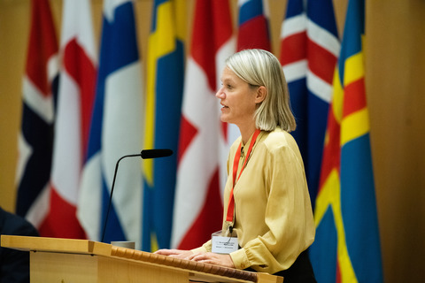 Nina Sandberg speaks at Riksdagen