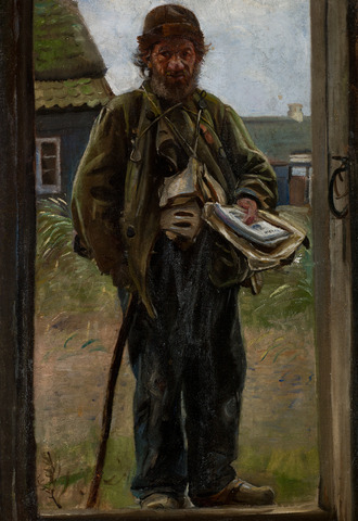 Michael Ancher: ” Søren Bondhagen sælger viser”. Ca. 1880. Skagens Kunstmuseer