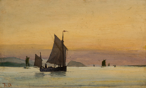 Holger Drachmann: "Fiskerbåde i stille vejr. Aften". (1872). Skagens Kunstmuseer