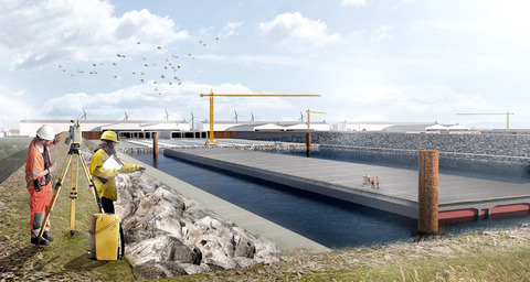 Illustration of the work harbour in Rødbyhavn